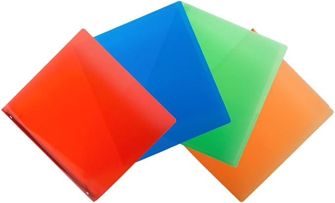 JAM PAPER Plastic 0.75 inch Binders - Assorted 3 Ring Binders (Red, Blue, Green & Orange) - 4/Pack
