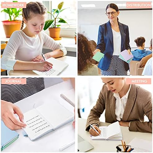 feela 3 Pack Pocket Small Notebook Journals, Mini Cute Hardcover College Ruled Notepad Women Office Supplies, with 3 Black Pens, 3.5”x 5.5”, A6, Pastel Colors, Light Blue, Light Purple, Light Green