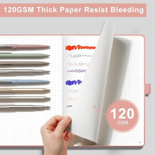 AHGXG Dotted Journal Notebook, 160 Numbered Pages, A5 Size (5.7'' x 8.3'')