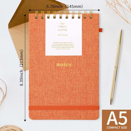 TSFPapier A5 Top Spiral Notebook, Fabric Hardcover College Ruled Journal