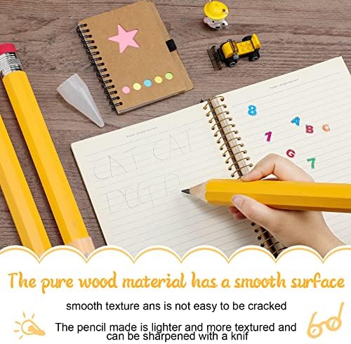 Leinuosen 12 Pcs Giant Pencils End of Year Gift 14 Inch Extra Large Wood Big Yellow Jumbo Novelty Funny Comically Pencil Props with Eraser for School Office Party Favors