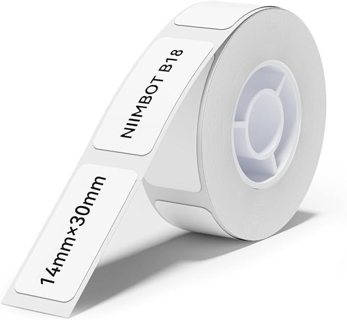 NIIMBOT Thermal Transfer Labels 0.55''x1.18'' for N1(B18) Label Maker | 14mmx30mm, 190 Labels/Roll, PET Material, Waterproof and High-Temperature Resistance, Long Storage Time, White