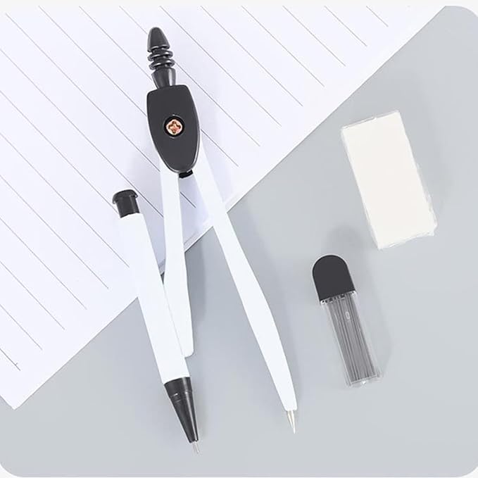 Compass Geometry Tool Protractor and Compass Geometry Set Kit Drawing Compass Math Metal Compass Drafting Tools with Carry Box for Geometry Measuring Drafting School Office Supplies