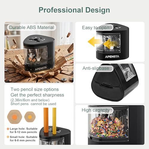 Automatic Electric Pencil Sharpener, Dual Hole, 6-12mm