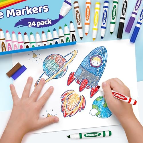 Washable Markers Bulk (72 Count, 3 Box), Broad Line Markers for Kids with Conical Tip, Assorted Colors, Drawing Essentials for School Classroom, Student Must Have for Coloring Book, Art Craft Supplies