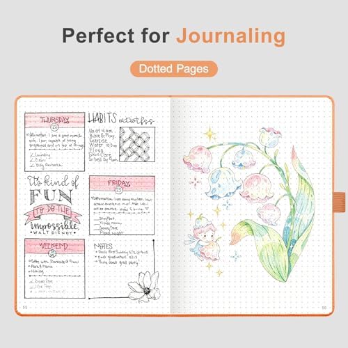 AHGXG Dotted Journal Notebook, 160 Numbered Pages, A5 Size (5.7'' x 8.3'')