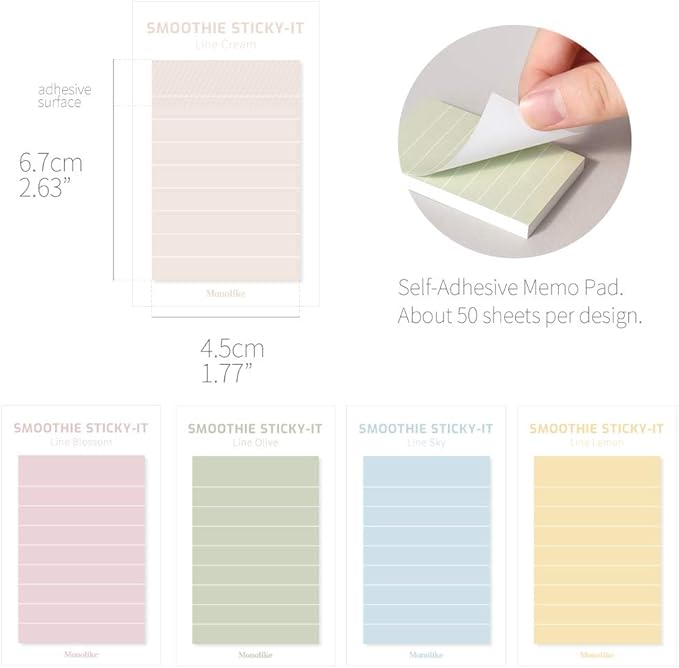 Monolike Smoothie ver.2 Line Sticky-it - 5p Set Self-Adhesive Memo Pad 50 Sheets