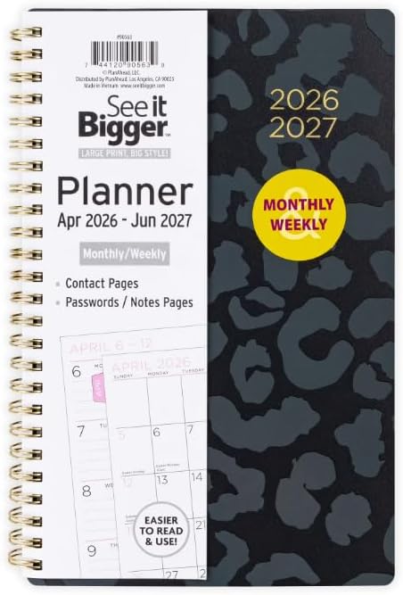 PlanAhead See It Bigger Dated April 2026 through June 2027. Academic Monthly/Weekly Planner,8.75" x 5.5" x 0.5'' / Medium Size, and 6-in-1 Multicolor Ballpoint Colorful Ink Penfrom TheBeliver LLC.