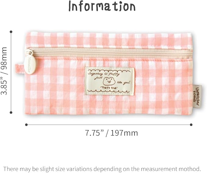 Monolike_Fabric/Cushion Pencil case (Unmatched Friends Fabric Check Pencil Case, Pink)