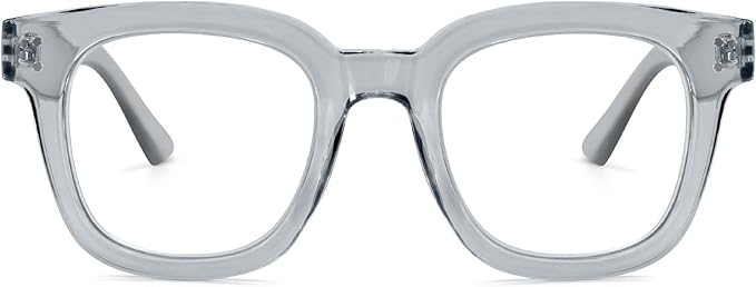Madison Avenue Oversized Blue Light Blocking Glasses for Women Fashion Blue Light Blockers Anti Eyestrain & UV Protection Computer Eyeglasses (Ttransparent Grey)