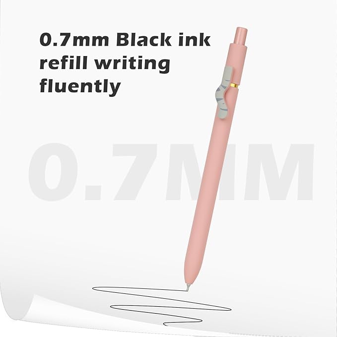 Ddaowanx Gel Pens, 0.7mm Quick Dry Fine Point Smooth Writing Pens, Cute Office School Supplies Gifts for Women (12 Pcs Cat, Multicolor)