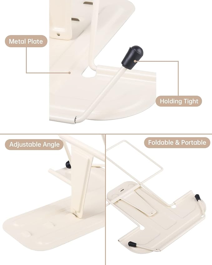 Honagu Adjustable Reading Rest - Book Holder, Documents Holder, Sturdy Typing Stand for Recipes, Textbooks, Tablet, Music Books (Milky White)