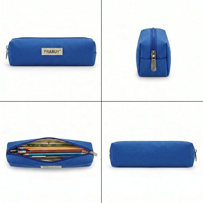 Canvas Pencil Case Pouch,Multipurpose Pen Bag Stationery Royal Blue | Heavy-duty canvas, smooth alloy zipper, cute organizer for girls and boys, ideal for stationery, cosmetics, tech gear
