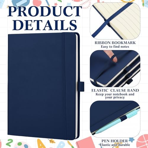 Laumoi 14 Pack Hardcover Lined Journal Notebooks Bulk,Dark Blue,A5