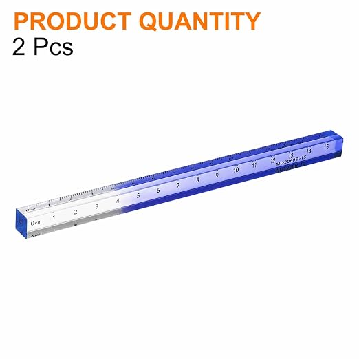 HARFINGTON 2pcs Acrylic Clear Straight Rulers 15cm Metric Transparent Gradient Three-Dimensional Plastic Ruler Square Cube Measuring Tool for Classroom Office, Blue