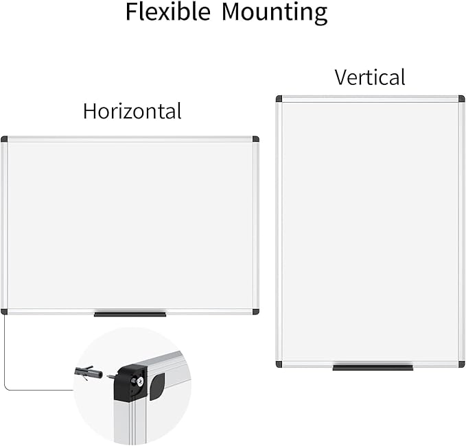 VIZ-PRO Magnetic Dry Erase Board, 48 X 24 Inches, Silver Aluminium Frame
