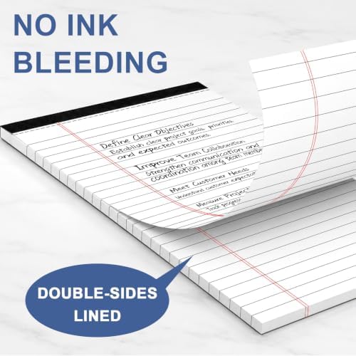 Beieverluck 24 Pack Notepads Legal Pads 5x8, Small Note Pads College Ruled Writing Pads, Lined Pads of Paper mini Legal Pads for Office Home School, 30 Sheets/Pack, White