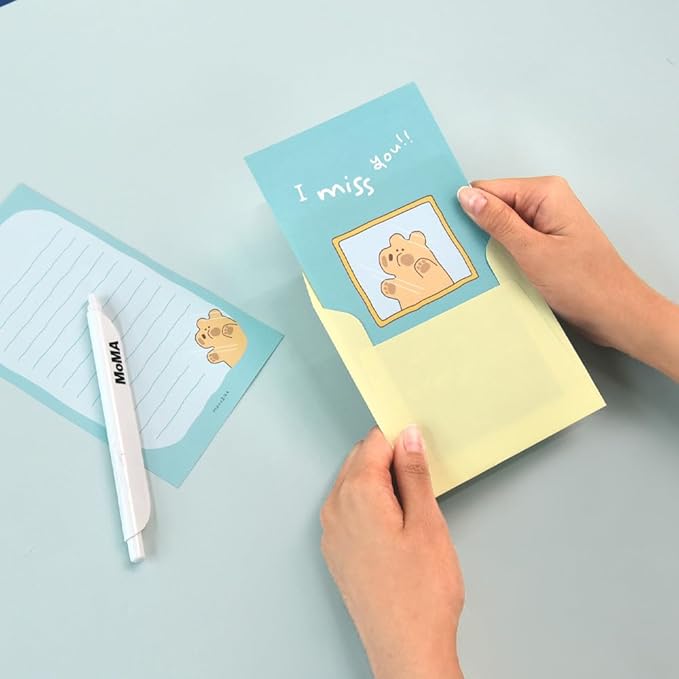Monolike Storytown Momo Mini Letter Paper and Envelopes Set - 8Type, 32 Letter Paper + 16 Envelopes
