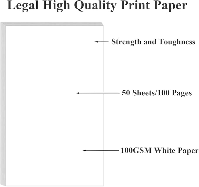 (3-Pack) 8.5" x 14" Printer Paper - 150 Sheets/300 Pages Blank Paper, 100Gsm Copy Papers, Legal Size Printing in Office/School/Home