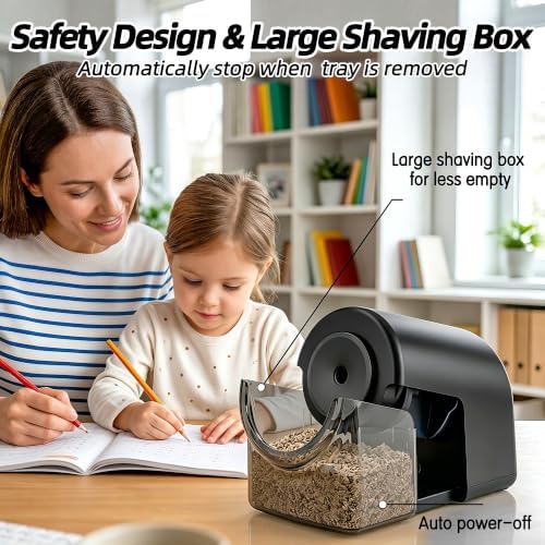 deli Electric Pencil Sharpener,Heavy Duty Pencil Sharpener, Black