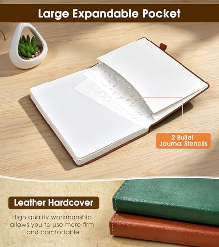 Journal Notebook, A5 Leather Hardcover Blank Sketchbook, 160 Pages, 180° Lay-Flat Binding, 100 GSM Thick Paper, for Sketching, Drawing, Art Journaling & Creative Writing (Brown)