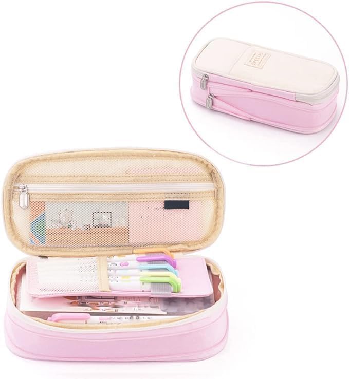 Arnuixty Large Storage Pencil Case Pen Bag with Zipper Big Capacity Pouch Organizer for Office Travel Holder Box