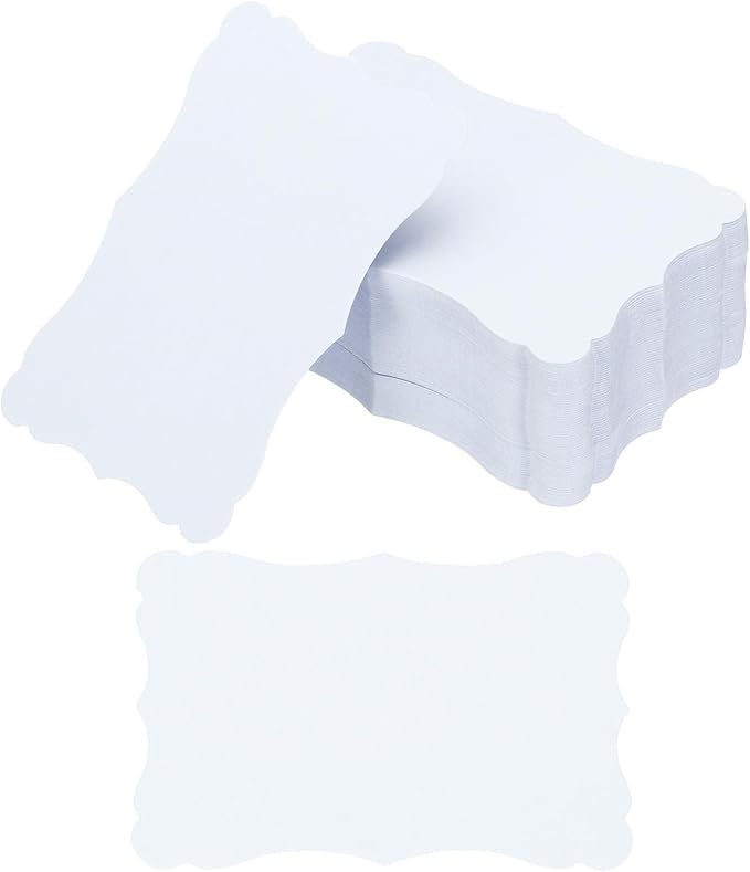 PATIKIL 3.7"x2.4" Blank Paper Business Cards, 120 Pack Small Index Flash Cards Words Message Note Card Mini Paper Tags Lace for DIY Gift, White