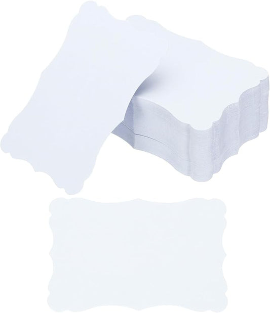PATIKIL 3.7"x2.4" Blank Paper Business Cards, 120 Pack Small Index Flash Cards Words Message Note Card Mini Paper Tags Lace for DIY Gift, White