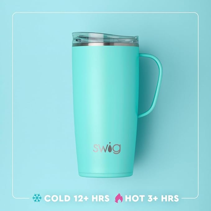 Swig Life 22oz Travel Mug, Insulated Tumbler with Handle and Lid, Travel Coffee Mug, Cup Holder Friendly, Stainless Steel 22 oz Tumbler, Reusable Insulated with Lid (Blushing Camo)
