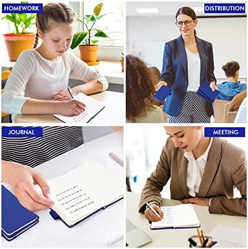 feela 3 Pack Pocket Notebook Journals with 3 Black Pens, A6 Mini Cute Small Journal Notebook Bulk Hardcover College Ruled Notepad with Pen Holder for Office School Supplies, 3.5”x 5.5”, Navy