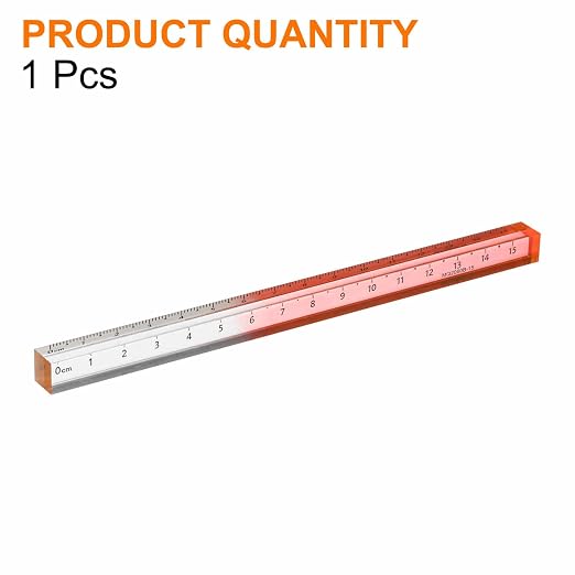 HARFINGTON Acrylic Clear Straight Rulers 15cm Metric Transparent Gradient Three-Dimensional Plastic Ruler Square Cube Measuring Tool for Classroom Office, Orange