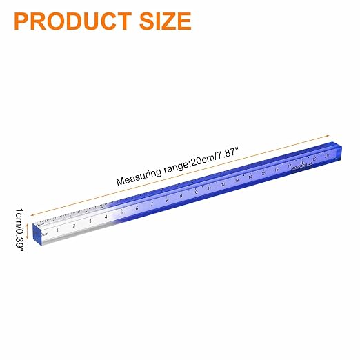 HARFINGTON Acrylic Clear Straight Rulers 20cm Metric Transparent Gradient Three-Dimensional Plastic Ruler Square Cube Measuring Tool for Classroom Office, Blue