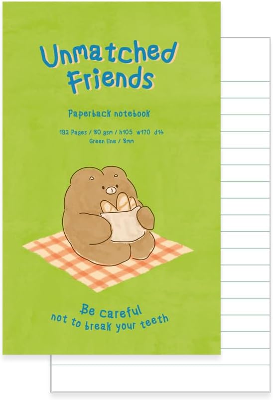 Monolike Unmatched Friends Paperback Line Notebook - 01. Picnic_Design note, Mini note, Simple note, Notebook, 192 Pages, 4.13x6.69
