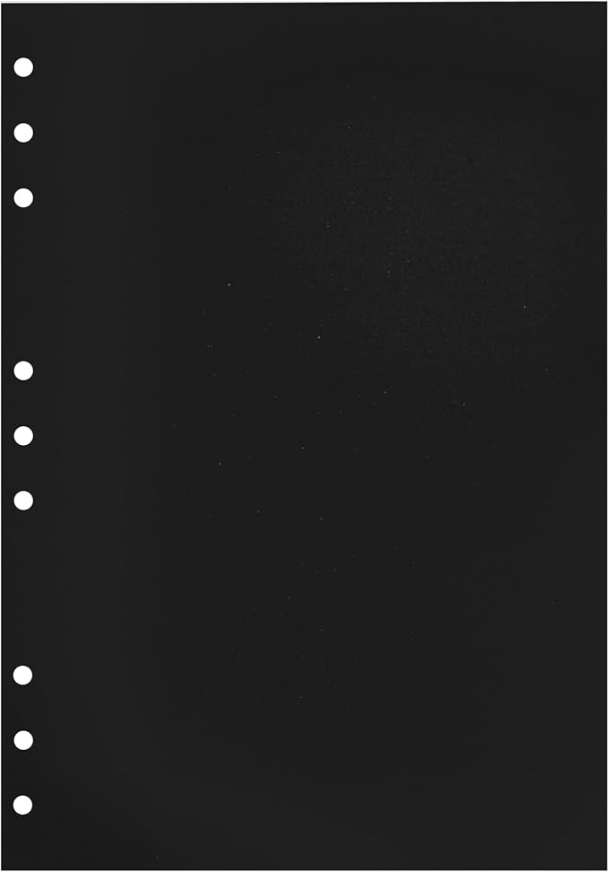 Zelten 1 Pack B5 9 Hole 30 Sheets/60 Pages Black Cardstock Loose Leaf Punched Paper Refills Paper for Binder Personal Organizer Diary Notebook Refillable Planner