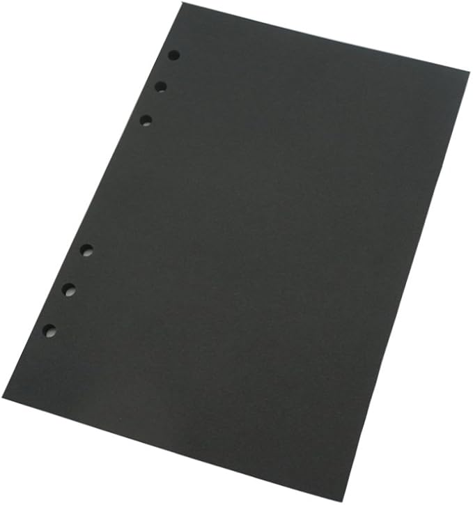 A5 Planner Refill Black Blank Planner Inserts, 6 Ring Binder Refill, Black Paper for Refillable Binder Compatiable with Filofax, All Plain, 40 Sheets 90 Pages A5 5.59'' x 8.27''