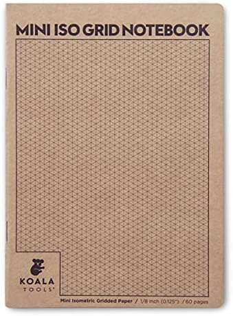 KOALA TOOLS | Mini Isometric Graph Paper Notebook | 5" x 7", 60 pp. - Kraft Cover Isometric Grid Notebooks - Suitable for Industrial, Architectural, Interior and Graphic Design