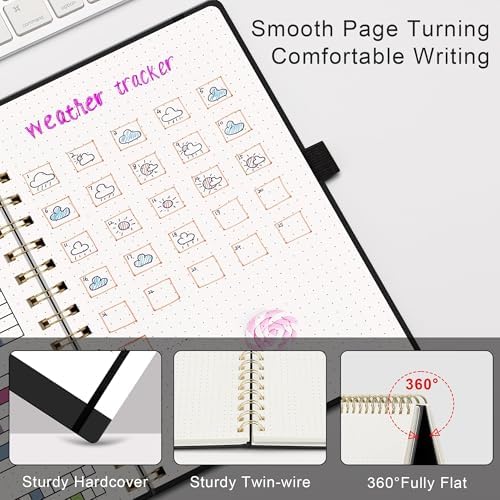 RETTACY Dotted Journal Notebook, 140 Pages, A5 Medium Size (5.7'' x 8.3'')