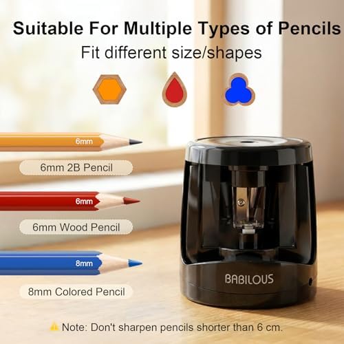 Babilous Automatic Electric Pencil Sharpener for Kids, USB Battery Powered
