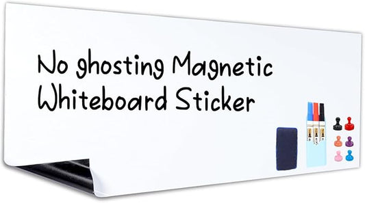 HAMIGAR Magnetic Whiteboard Contact Paper 48" x 94" Dry Erase White Board Sticker for Wall Stick on White Board Peel and Stick Wallpaper Adhesive Poster with Marker, Magnetic Eraser and Magnets