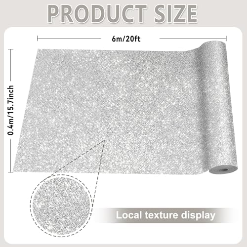 Glitter Silver Bulletin Board Roll Non-Woven Fabric Poster 15.7" x 20 Ft