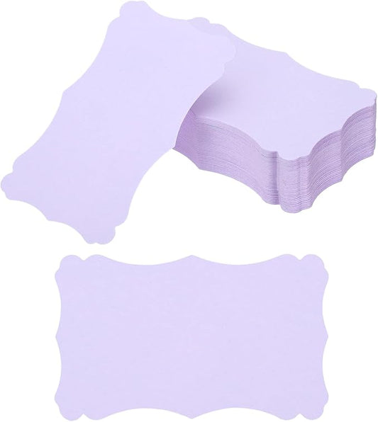 PATIKIL 3"x5" Blank Paper Business Cards, 120 Pack Small Index Flash Cards Words Message Note Card Mini Paper Tags Lace for DIY Gift, Light Purple