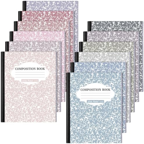 Colarr 12 Pack Composition Notebook Wide Ruled Marble, Taro Color