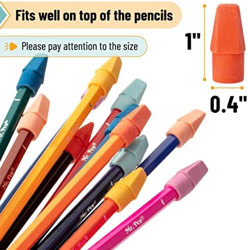 Mr. Pen- Pencil Eraser Toppers, 240 Pack, Vintage Colors, Cap Erasers