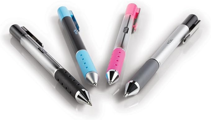 TUL Gel Pens, Retractable, Medium Point, 0.7 mm, Gray Barrel, Black Ink, Pack Of 12