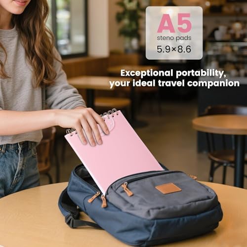 Yoment A5 Top Spiral Notebook, Steno Pads College Ruled Notebook,160 Pages