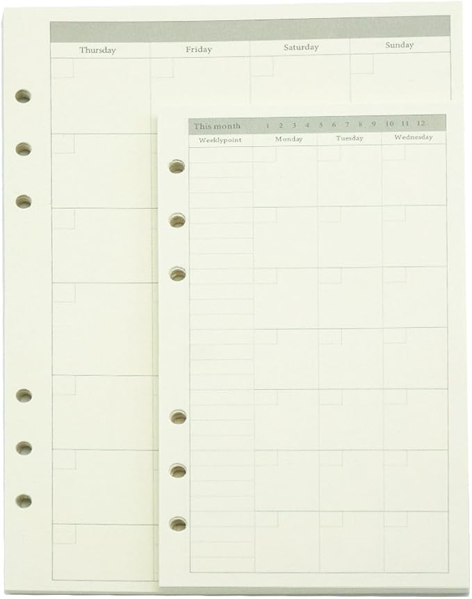 Harphia A6 Planner Refills Set 11 Packs Spiral Notebook Inserts for 6 Ring Binder, for Filofax/Personal Journal,45sheets/pack, total 495sheets (A6 3.74 x 6.77'',Full Set 11 pcs)