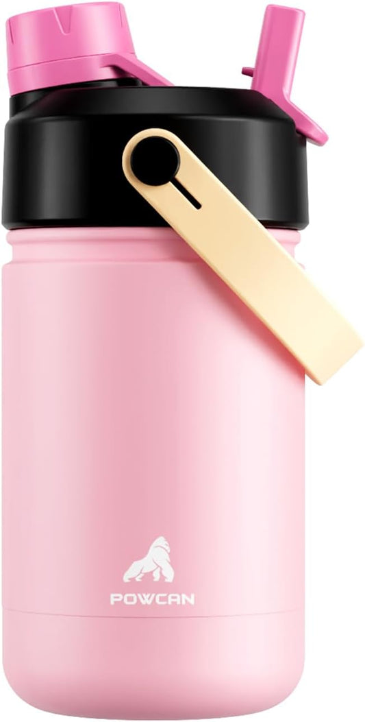 12 oz Kids Water Bottle for Girls: 2-in-1 Straw Spout Lid, Leakproof, Durable Straw Spout Lid, 24H Cold, Easy Carry, Insulated Stainless Steel Cup for School, Travel, Camping, Daily (Polka Whimsy)