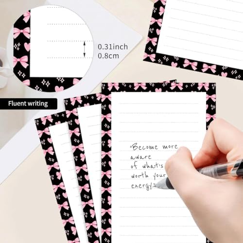 2 Pack Lined Sticky Notes 4x6 in, Cute Self-Stick Notepads with Lines, Large Memo Pads Strong Adhesive for Office, Home Pink Cute Bowties