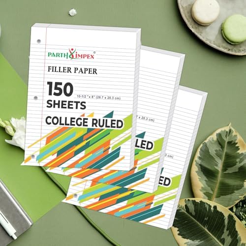 PARTH IMPEX Loose Leaf Paper College Ruled, 450 Sheets, 3 Hole Punched
