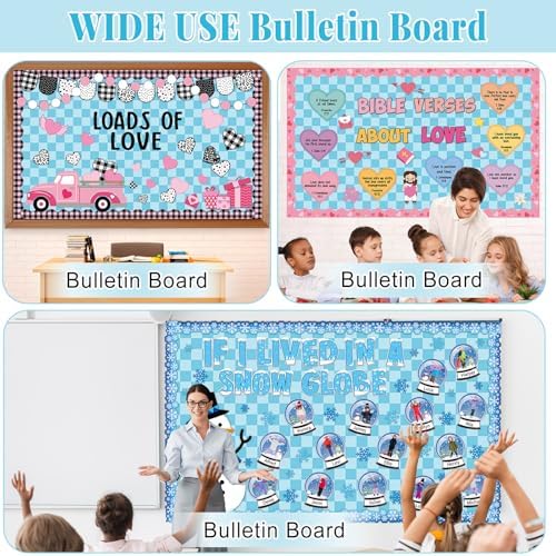 Blue Checkered Bulletin Board Roll Non-Woven Fabric Poster 15.7" x65.6ft